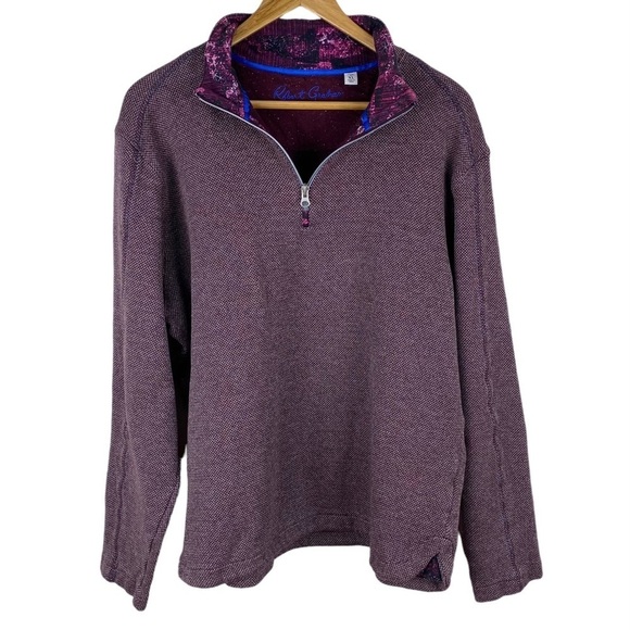 Robert Graham Other - Men’s Robert Graham Size XL Heavy Knit Pullover 1/4 Zip Shirt Purple Wine